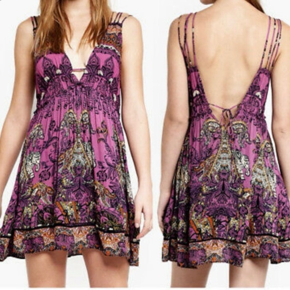 Free People Purple Paisley Mini Dress